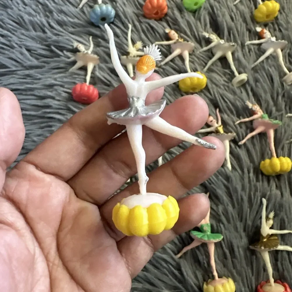 Vintage Plastic Ballerina Cake Toppers Lot of 17 Mid Century Cupcake Picks As-Is